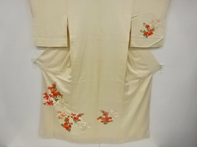 43062# Japanese Kimono / Vintage Homongi / Embroidery / Seigaiha & Kiku
