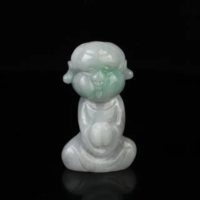 Chinese Exquisite Handmade Little monk carving jadeite jade statue