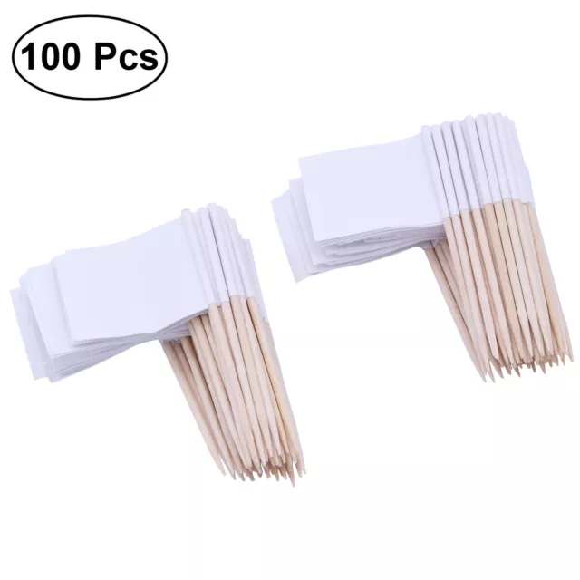 100 Pcs Blank Flags Toothpick Cocktail Cupcake Sticks Decoration Party Supplies