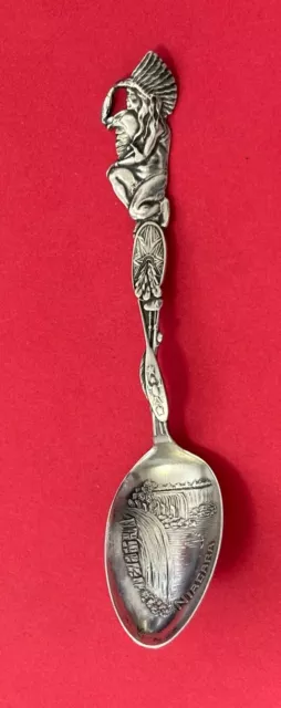Nice Full Indian Handle Niagara Falls Sterling Silver 9.6g 4.25” Souvenir Spoon
