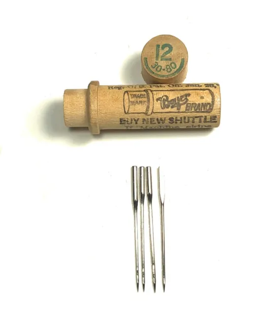 Antique Boye Sewing Machine Needles Wooden Tube No. 12 30-80