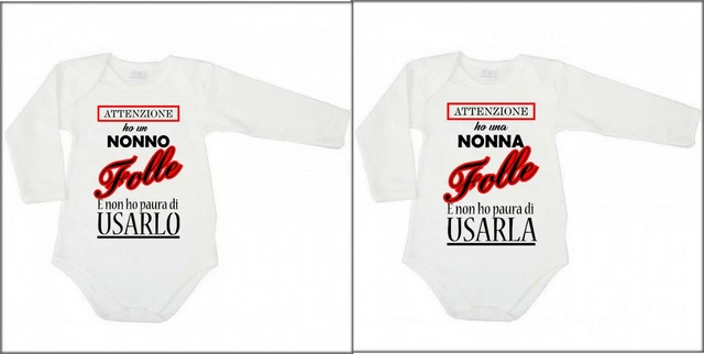 body bimbo stampa " ho un NONNO NONNA folle " idea regalo nascita nipote bambino