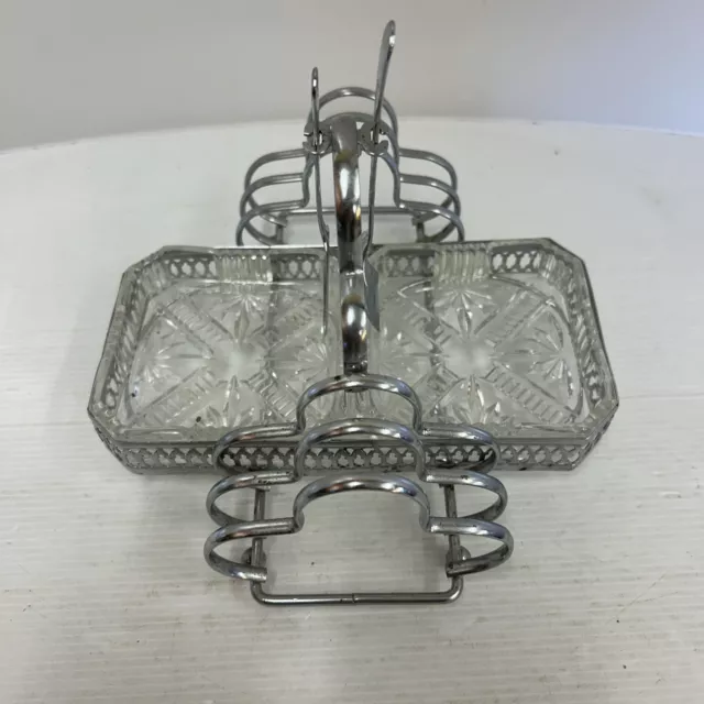 Vintage Chrome Plate and Glass Toast / Breakfast Rack (8" in Length)