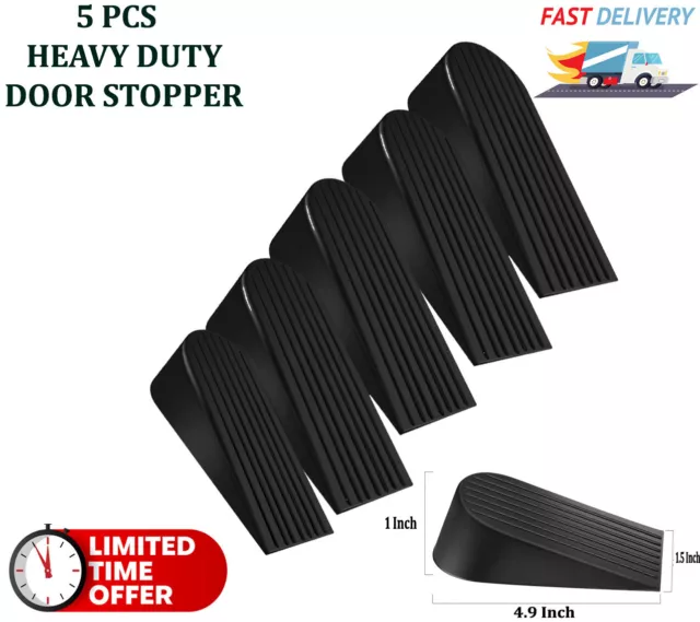 5X Door Stop Stopper Stops Wedge Wedges Jam Black Stoppers Home