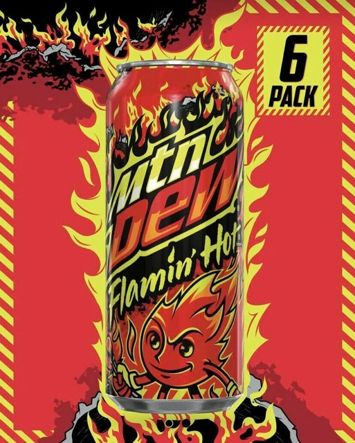 MOUNTAIN MTN DEW Flamin' Flaming HOT Limited Edition 6 Pack IN HAND ...