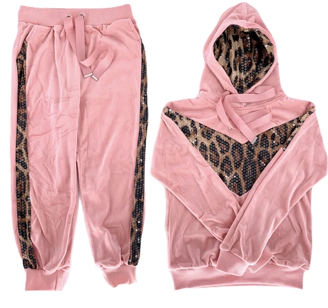 Kids Girls Velvet Velour Hoodies Sequin Loungewear Tracksuit Joggers 2PCS Set