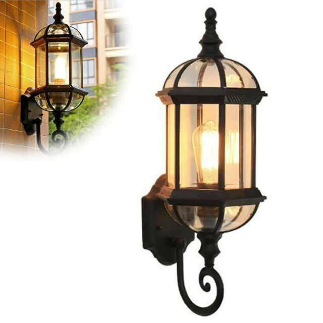 Retro Antik Vintage Industriell Wandleuchte Wandlampe Glas Laterne Licht E27
