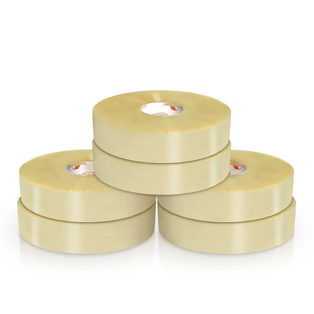 CARSTY 6 Rolls Machine Length Clear Packing Tapes 1.89" x 1000 yd Carton Sealing