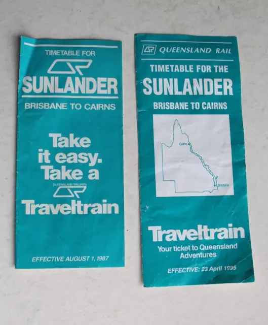 1987 1995 Sunlander Timetable Brisbane Cairns Qld Railways Vintage Rail Brochure