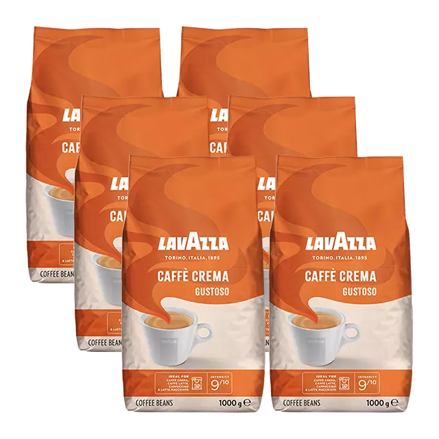 Lavazza Caffè Crema gustoso, 1000g ganze Bohne 6er Pack