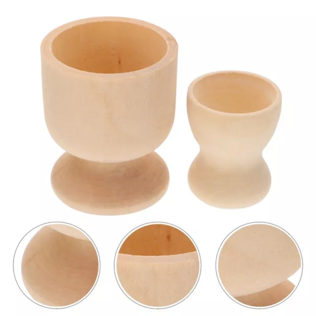 6Pcs Wooden Egg Cup Holders DIY Unfinished Egg Stands for Easter Party-NJ