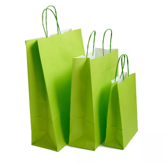 Lime Green Paper Bags Twist Handle Party Gift Carrier / Paper Bags With Handles