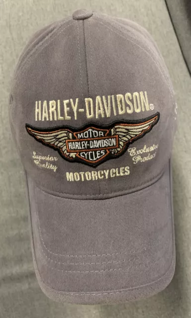 Vtg Harley Davidson Motorcycles Embroidered Hat Cap Gray One Size Fits Most S/M