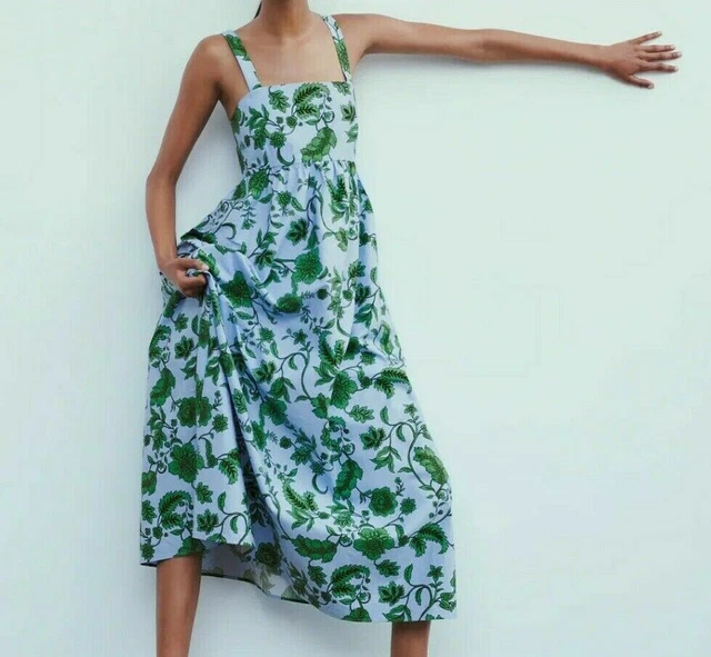 ZARA WOMEN 100% Cotton Green Floral Leaf Printed Dress New With Tag Size M 10 39.99 - PicClick UK ZARA WOMEN 100% Cotton Green Floral Leaf Printed Dress New With Tag Size M 10 39.99 - PicClick UK
