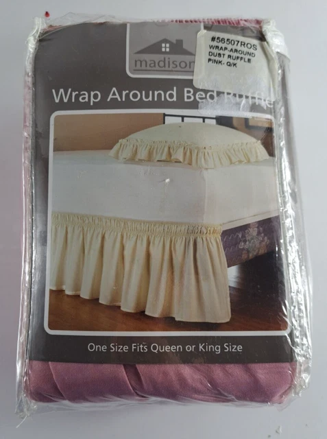 Falda envolvente de colección con volantes rosa polvoriento NUEVA DE LOTE ANTIGUO Queen King Farmhouse