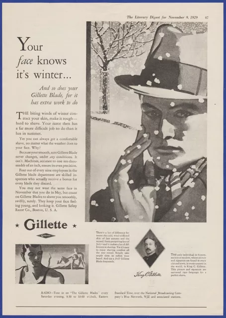 Vintage 1929 GILLETTE Safety Razor Blades Shaving Ephemera 20's Print Ad