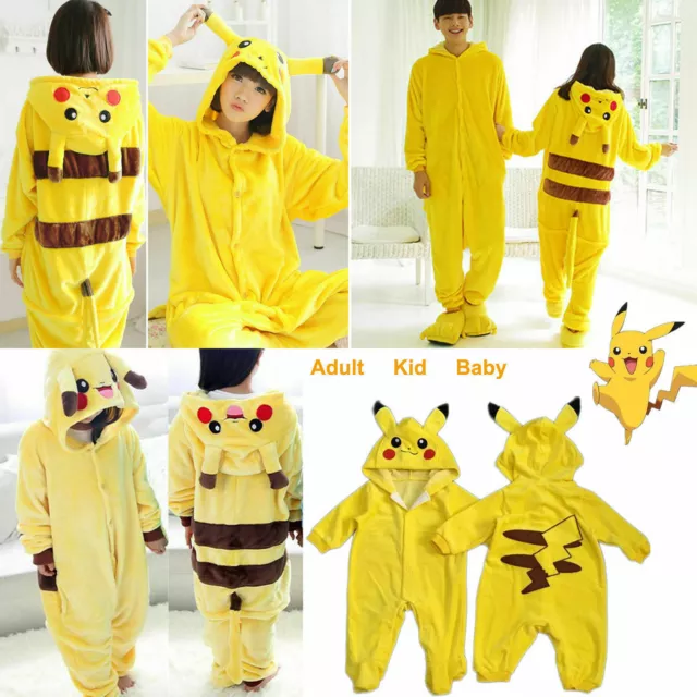 Kid Baby Pokemon Pikachu Cosplay Costume Kigurumi Pajamas Sleepwear Outfit AU 2