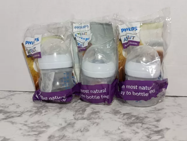 Philips Avent 4 Oz SET OF 3 Natural Baby Bottles NEW SEALED