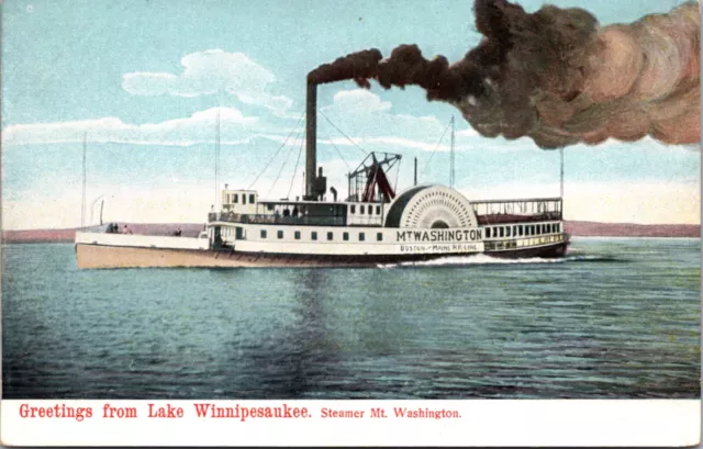 Postcard Greetings from Lake Winnipesaukee Steamer Mt. Washington New Hampshire