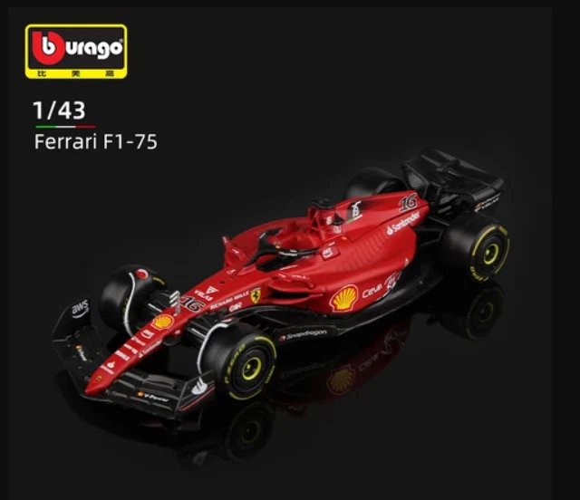 Bburago 1:43 75th aniversário #16 leclerc 2022 f1 scuderia ferrari F1-75 liga de luxo veículo
