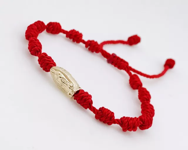 Pulsera Roja Con Virgen De Guadalupe 7 Nudos A Los Lados ajustable