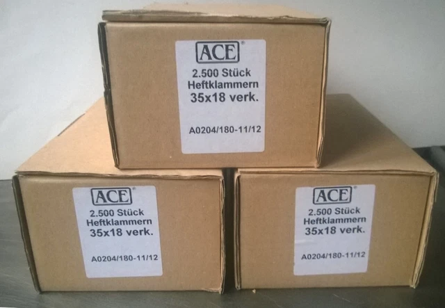 Kartonheftklammern Verpackungsheftklammer 35x18  Stahl verkupfert - 7.500 Stück