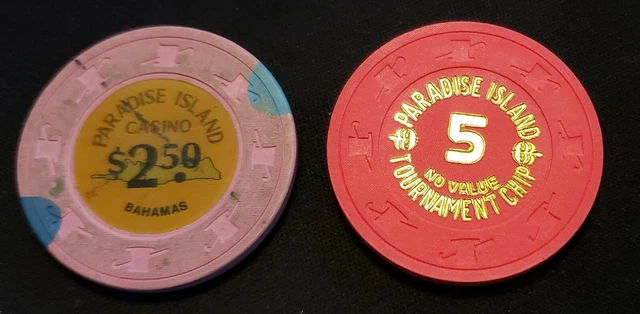 Paradise Island Casino Bahamas Gambling Chips $2.50 & $5 Lot of 2