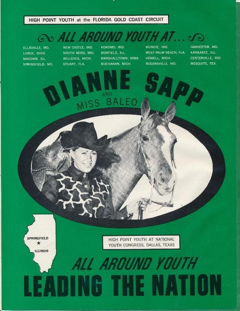 Magazine Ad - 1970 - Dianne Sapp - MISS BALEO - All Around Youth Champion