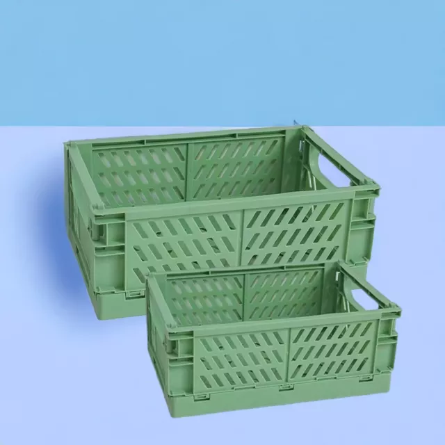 2 Collapsible Storage Box Organizer Basket Folding Small & Mini Bin Green New