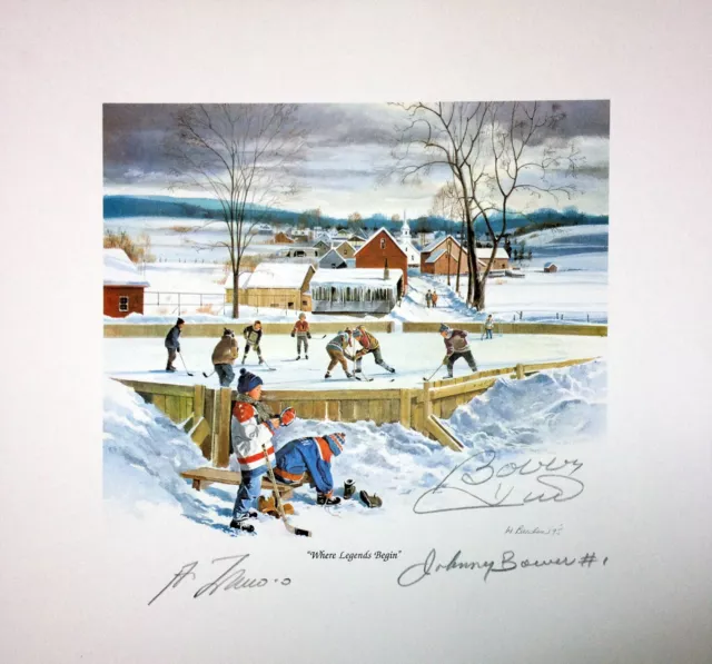 Where Legends Begin Litho, Signed by Bower, Hull and Lafleur