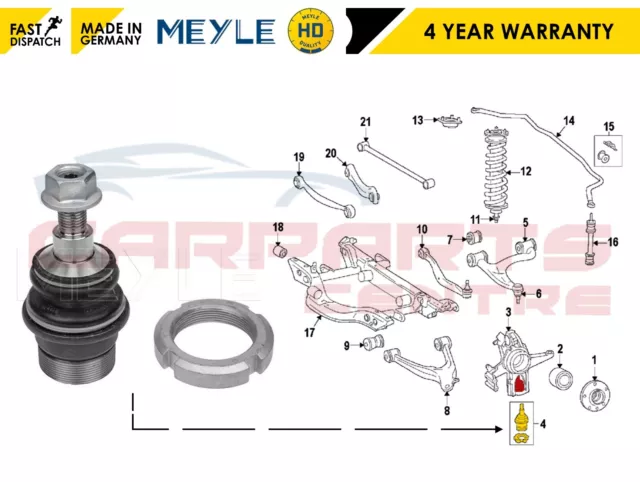 For Mercedes Ml W163 Rear Lower Suspension Arm Meyle Hd Heavy Duty Ball Joint