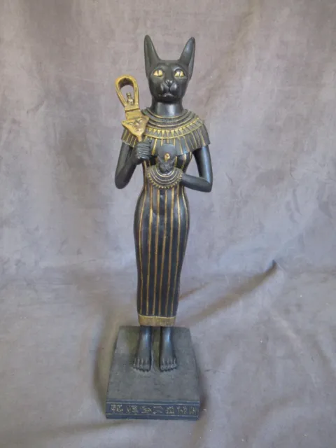 Egyptian Cat Goddess Bastet Statue Holding Sistrum Summit Collection AS IS rd