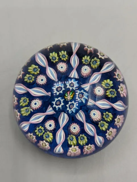 Jay Glass Paperweight, Early John Deacons, 1970s, J Cane, Millefiori, Blue