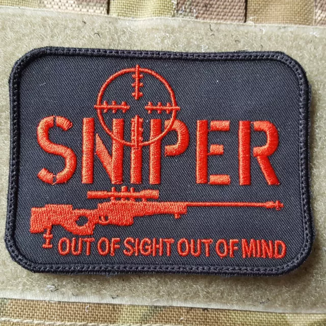 Sniper Out Of Sight Out Of Mind Tactical Morale  Klett Patch Schwarz Army Airsof