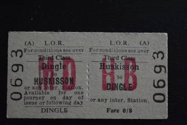 Liverpool Overhead Railway Ticket LOR BROCKLEBANK to DINGLE No 0693