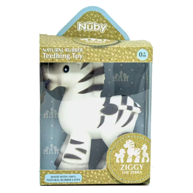 New Sealed Nuby Zebra Rubber Teether Toy Natural Rubber Teething For Born Baby