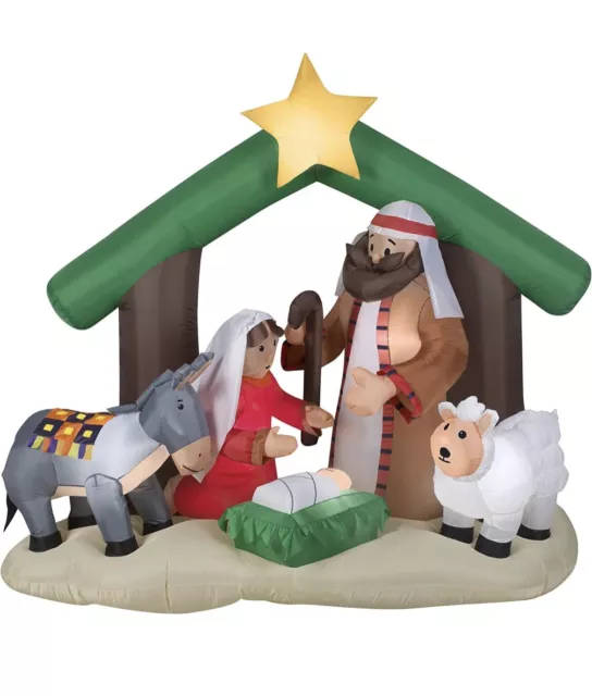 GEMMY INDUSTRIES 6 Ft Inflatable Nativity Scene Holy Family Airblown ...