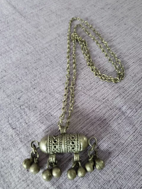 Silber Collier Orientalisch Amulett Anhänger jemenitisch filigran #ANTIK JUDAICA