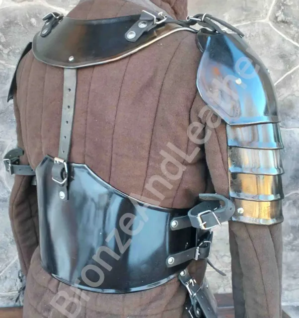 blackened set body armor +pauldrons with gorget + skirt armor