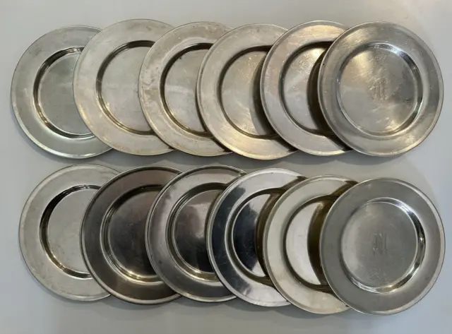 Set of 12 Vtg Jennings Silver Co. NY Sterling Silver Bread Dessert Plates 998g