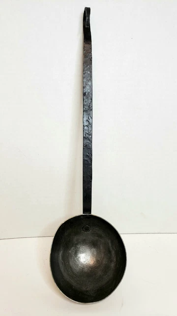 Antique 1800s Hearthware 14" Hand Forged Wrought Iron Ladle Rat Tail Hook