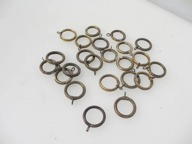 Antique Brass Curtain Rings Victorian Holder Hangers Vintage x23 - 1.1/8"W