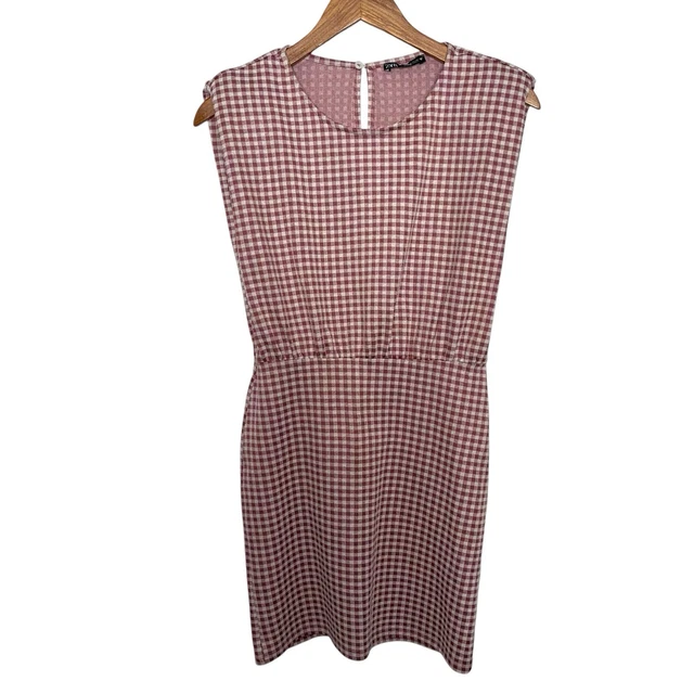 red check dress zara Zara Trafaluc Buffalo Check Button Down Tunic Shirt Dress Red Black Size Small