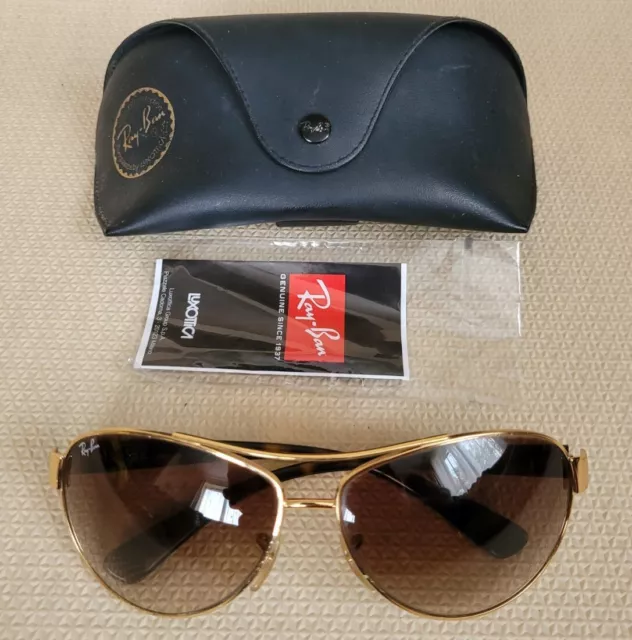 Ray Ban RB3386 001/13 Gold & Brown Sunglasses 63-13 Genuine With Case
