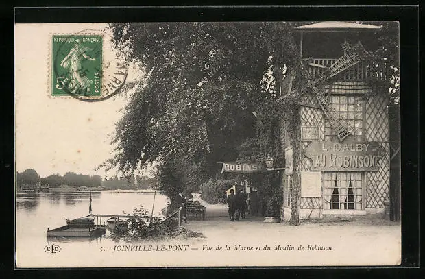 CPA Joinville-le-Pont, Vue de la Marne et du Moulin de Robinson 1915