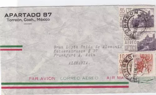mexico 1956  airmail  stamps  cover ref r14708