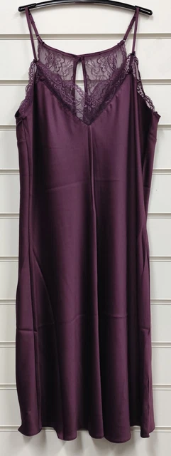 BHS LADIES PURPLE Satin Lace Chemise Nightdress Uk Sizes 10