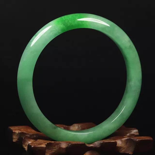 58mm Emerald Green Jadeite Jade Bangle Bracelet Women Chinese Jade Bangle 09691