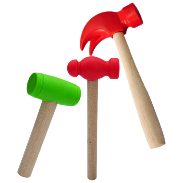 Piccolo martello di legno simulato in plastica finzione giocattolo motore mini