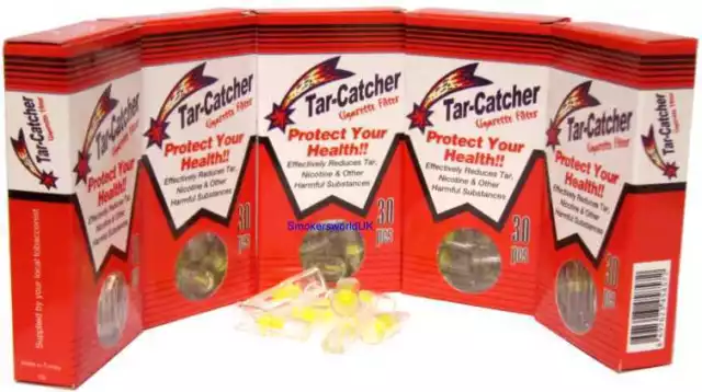 Tar Catcher Disposable Cigarette Filter Holders 5 Packs of 30 NEW